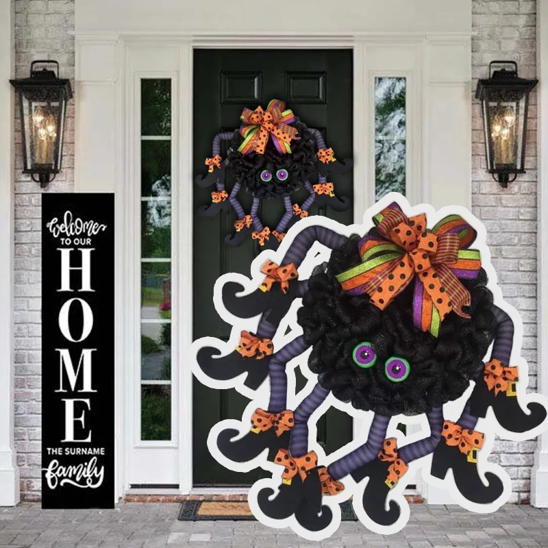 

Halloween Wreath, Spider Door Hanging Decorations, Haunted Houses, Terrifying Atmosphere, Home Decoration, and Funny Props
