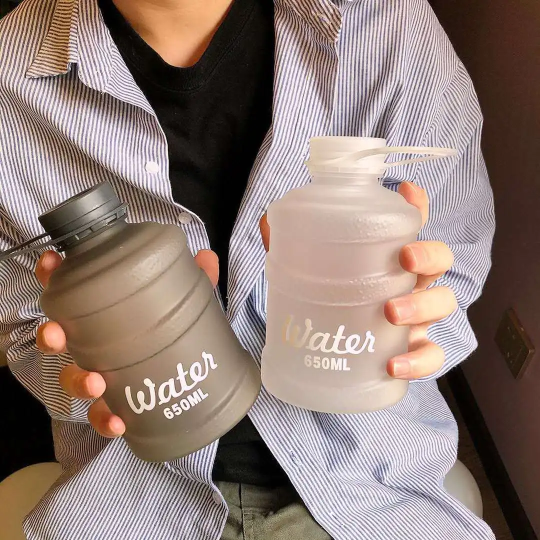 

Cute Water Bottle For Girls Kawaii 650ML Small Bucket Cup Creative Simple Letter Plastic Waterbottles Free Shipping Items