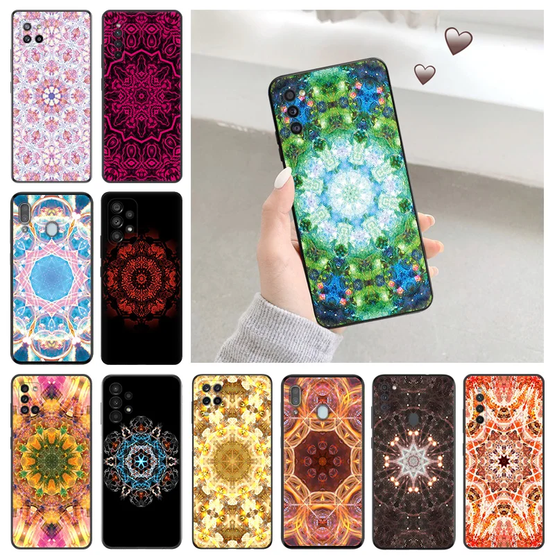

Soft Phone Cases For Samsung Galaxy A34 a54 A50 A70 A03 S A40 A30 A20 A10 E A01 A02 A04 Color Mandala Texture Black Matte Cover
