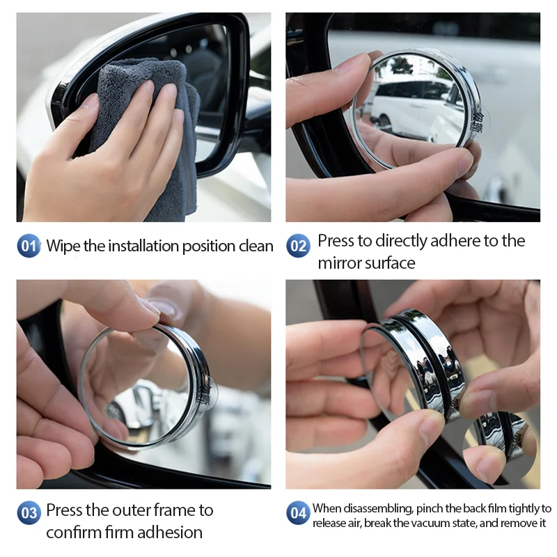 Автомобильное зеркало заднего вида на присосках 360 для слепых зон дополнительное