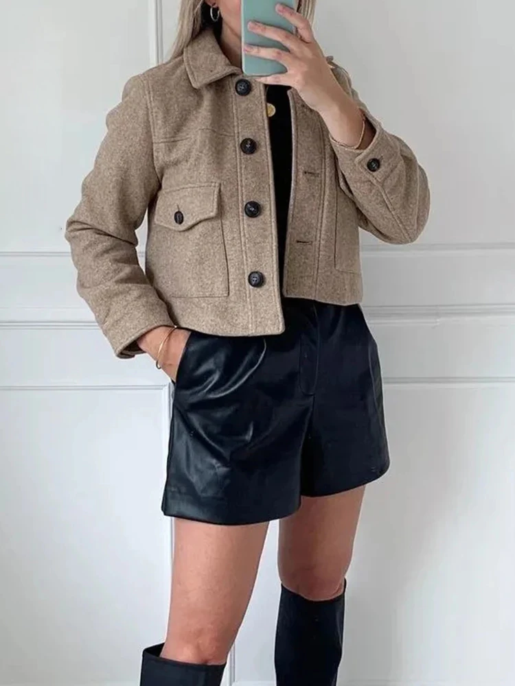 

Модное Прямое пальто с длинными рукавами, осень 2023, Женская мотоциклетная красивая куртка с лацканами, пальто, женская повседневная верхняя одежда, A1861