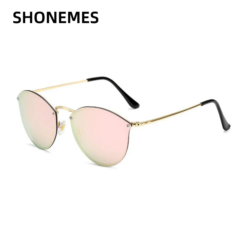 

ShoneMes Round Sunglasses Women Men Metal Frame Mirror Sun Glasses Vintage Design Rimless Shades for Unisex Oculos De Sol