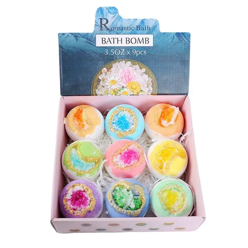 

9 Pcs Bath Bombs Gift Set 9 Pcs Moisturizing Bath Salt Balls Organic Bubble Ball With Assorted Colors And Wonderful Fizz Effect
