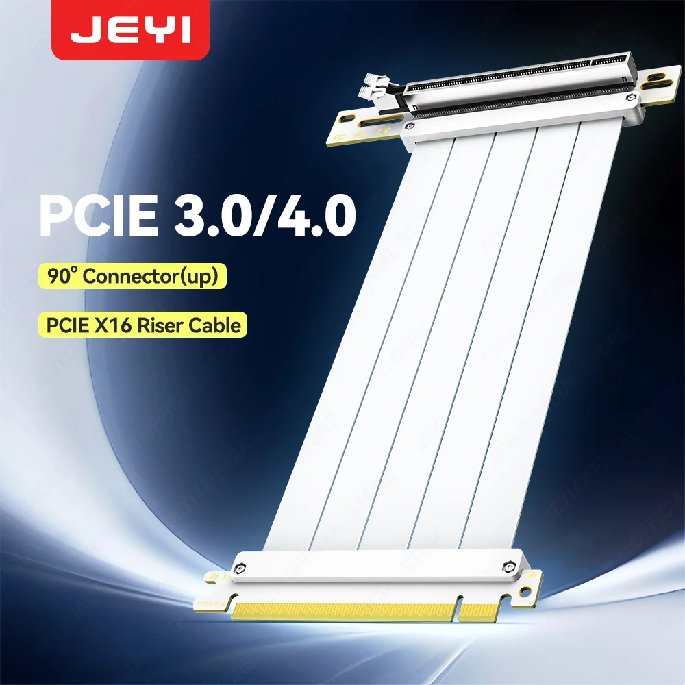 JEYI PCIe 4.0 Riser Cable 90 ° Адаптер удлинитель 3.0/4.0 x16 экранированный отсек графического