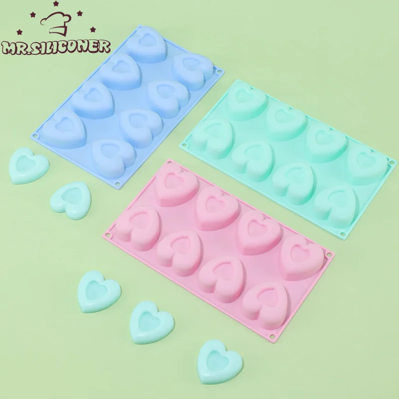

8 Holes Love Heart Shape Donut Doughnut Mold Baking Silcon Muffin Cups Soap Mold Silicone Cake Desserts Bakery Mould Tool