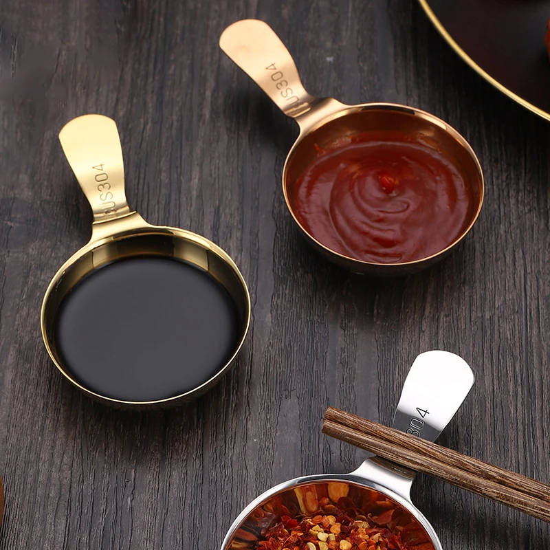 Stainless Steel Seasoning Plate Tray Sauce Dish Spice Plates Pepper Roast Meat Dishes Bowl for Korean BBQ Tableware