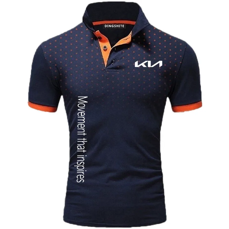 

2022 NEW Fashion pure cotton men's short sleeve Hip Hop Street Men's Polo shirt Kia car logo print Spring/Summer Men's Shirts