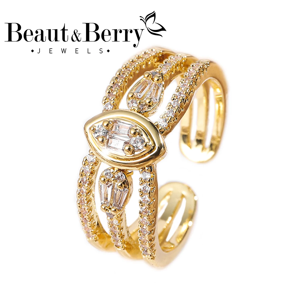 

Beaut&Berry Luxurious Sparkling Micro-Set Zircon Women's Rings Copper Zircon Wedding Office Party Accessories Charm Jewelry