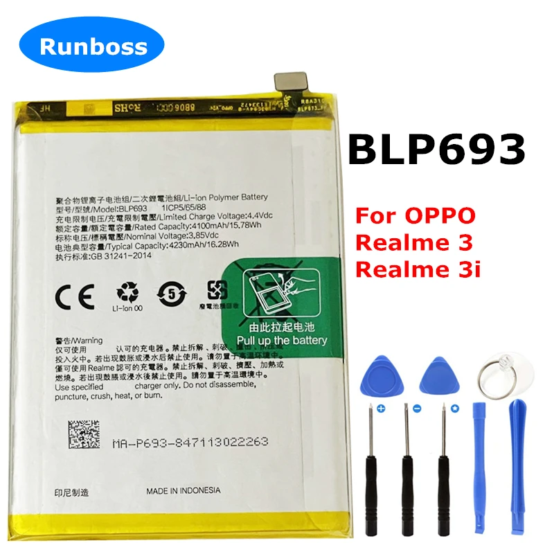 

Оригинальный новый аккумулятор BLP693 4230 мАч для телефона Oppo Realme 3 3i RMX1825 RMX1821 RMX1827