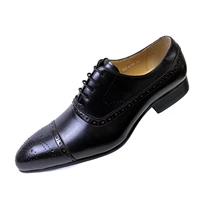 luxury men oxford shoes genuine leather prints brown black lace up pointed toe office wedding dress formal oxford shoes for men