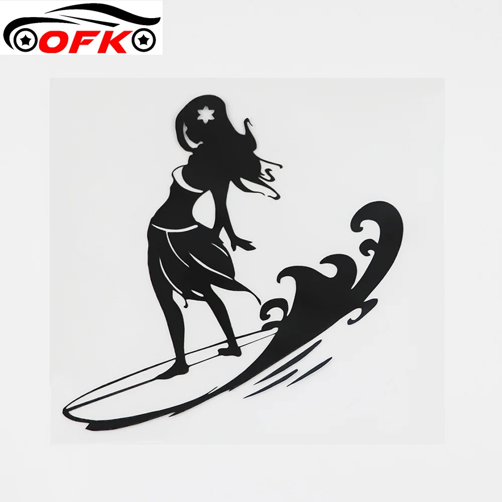 

Dazzling Surfer Girl Hawaii Surf Waves Beach Surfboard Decal Vinyl Car Sticker Black/Silver