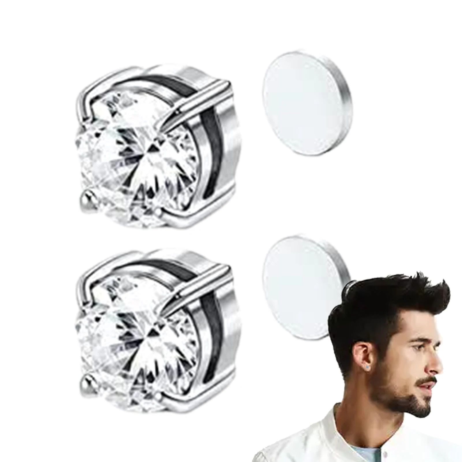 Boucles d'oreilles magnétiques en cristal pour femmes et hommes  1 paire  Clip  simple