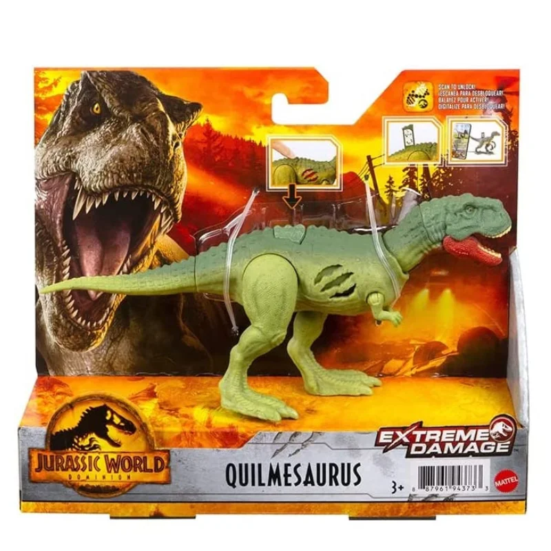 Модель Mattel Jurassic World GWN17 Dominion Quilmesaurus Extreme Damage Dinosaur / Battle Scars Action Button with DNA Code on - Модель Mattel Jurassic World GWN17 Dominion Quilmesaurus Extreme Damage Dinosaur / Боевая кнопка с ДНК-кодом.