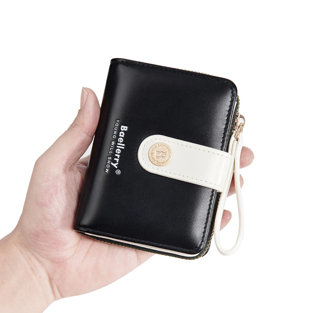 Женский кошелек из искусственной кожи короткий бумажник большой вместимости на