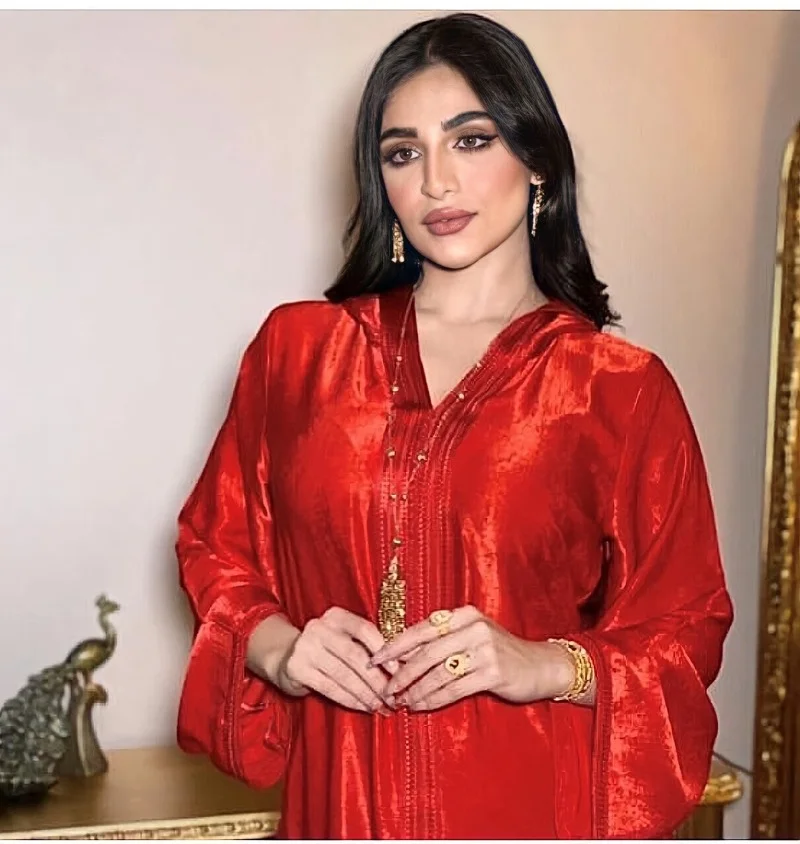 Dubai Hooded Lace Suede Robe Dress Women Abaya Ramadan Clothing Muslim Caftan Marocain Islam Robe Qatar Oman Turkey Robe Dresses