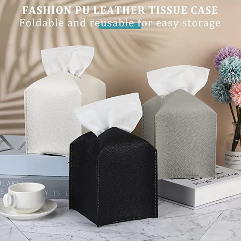 3шт Коробка для салфеток из искусственной кожи Держатель коробка туалетных