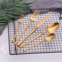 5pcs gold tableware set stainless steel fork knife spoon cutlery set matte kitchen utensils wedding dinnerware western flatware