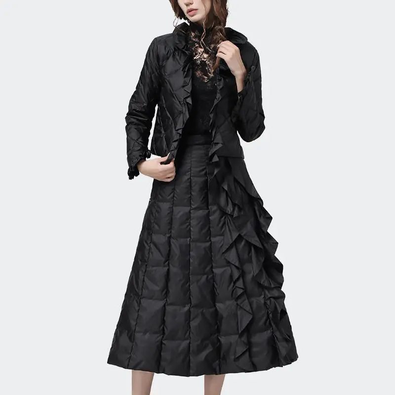 

Autumn Winter New Fashion Cotton Clothes Jacket High Waist Female Two piece Set