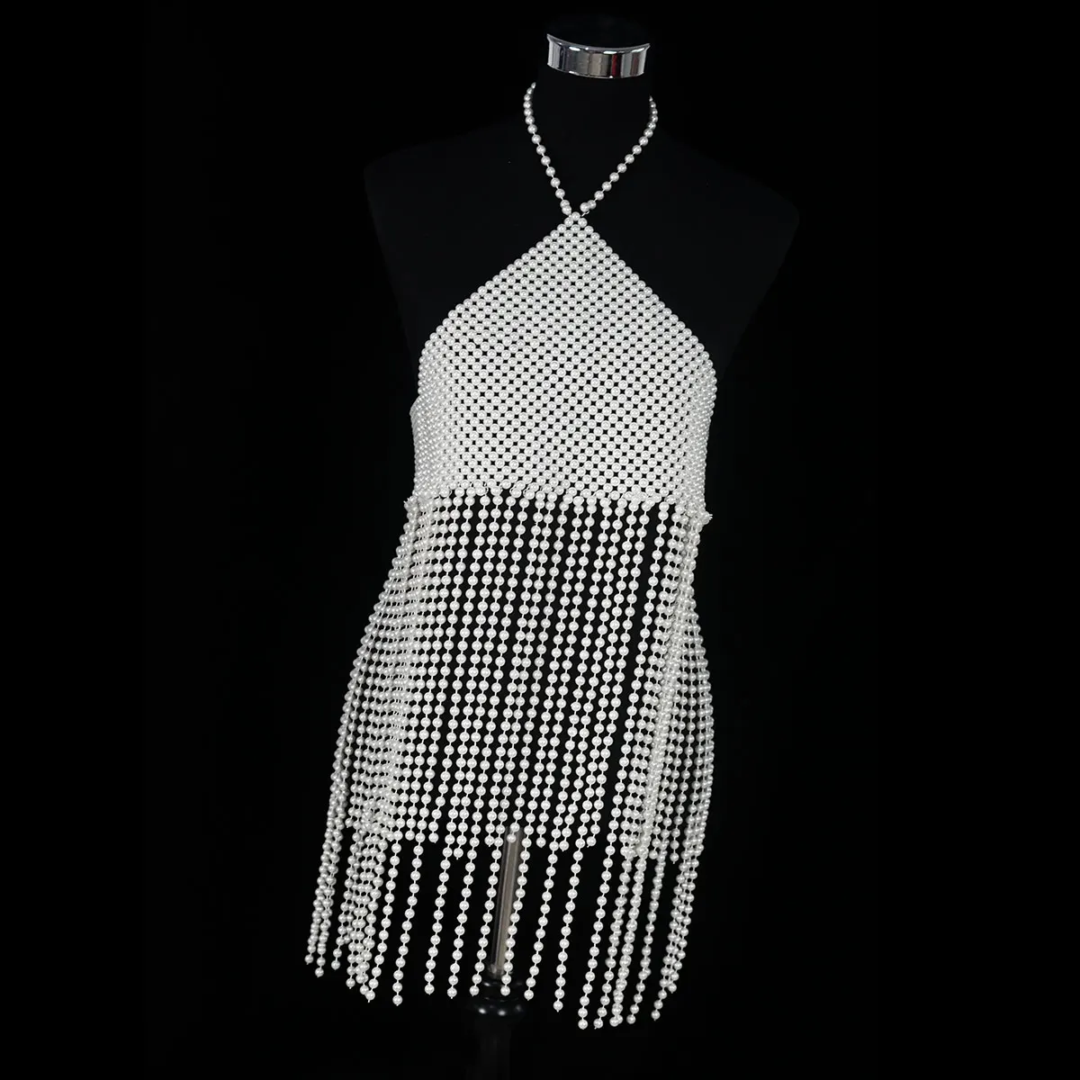 

Fashion Sexy Pearl Tassels Long Dresses Body Jewelry For Women Waist Chain Handmade Show Clothing Accessories