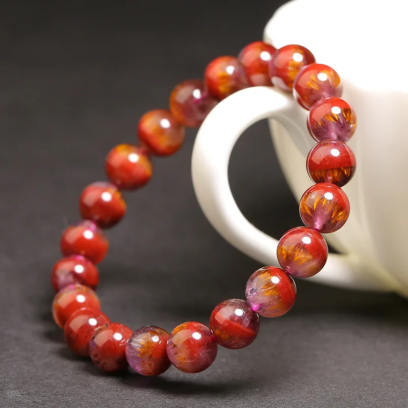 

Natural Purple Titanium Aurora Crystal Bracelet for Women Men 9.5-12.5mm Stone Beads Bracelet for Gift Accessories