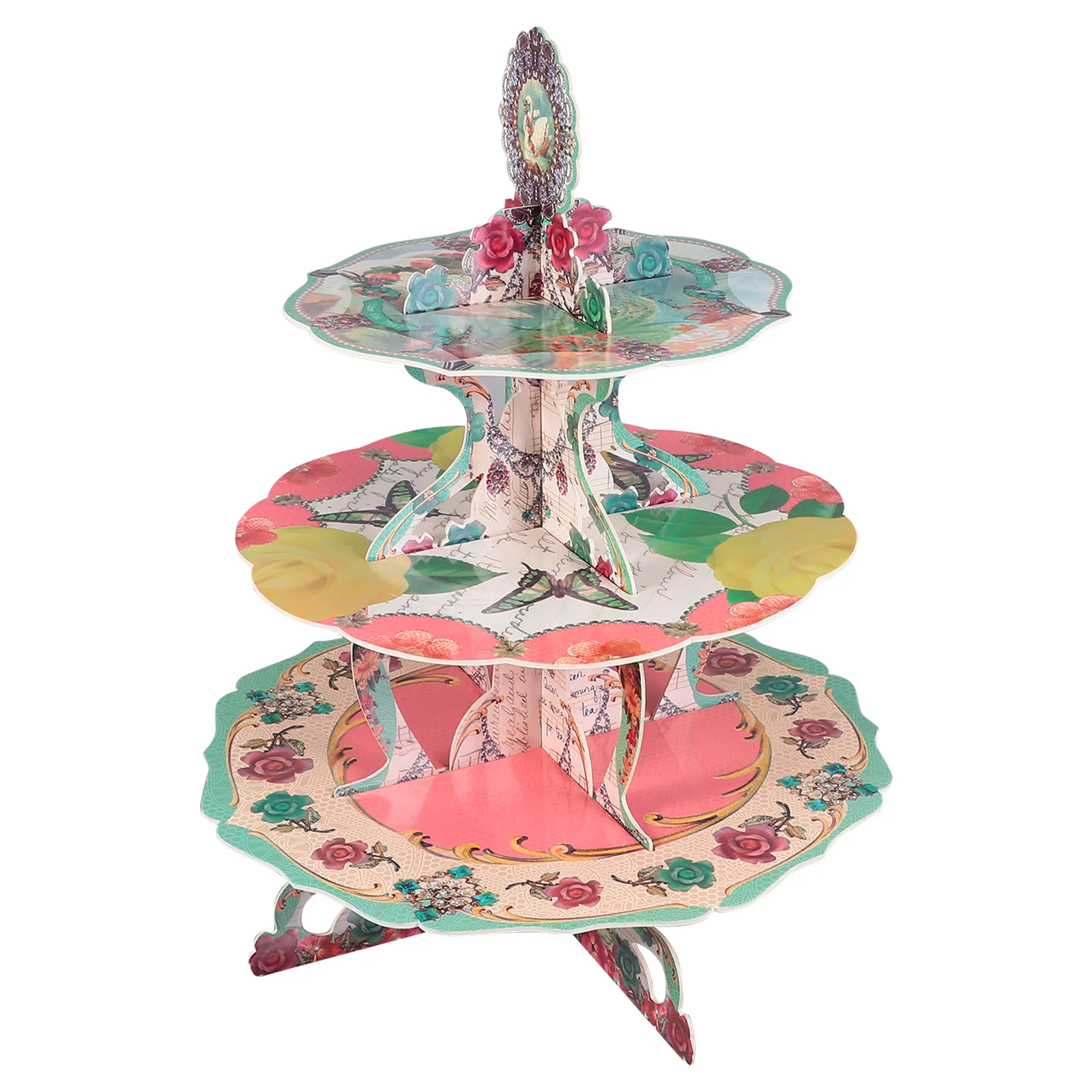 3pcs 3-layer Cupcake Stands Round Paper Cake Display Racks Dessert |