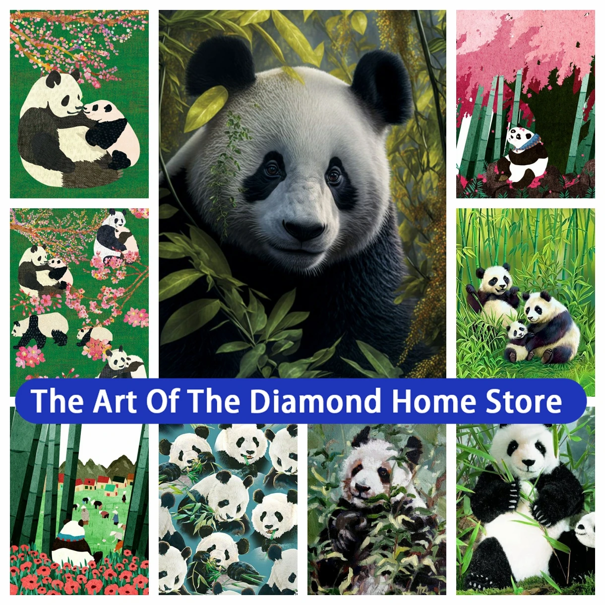 

Cute Panda 5D DIY Full AB Drill Diamond Painting Fubao Huahua Animals Cross Stitch Kit Rhinestone Mosaic Embroidery Home Decor
