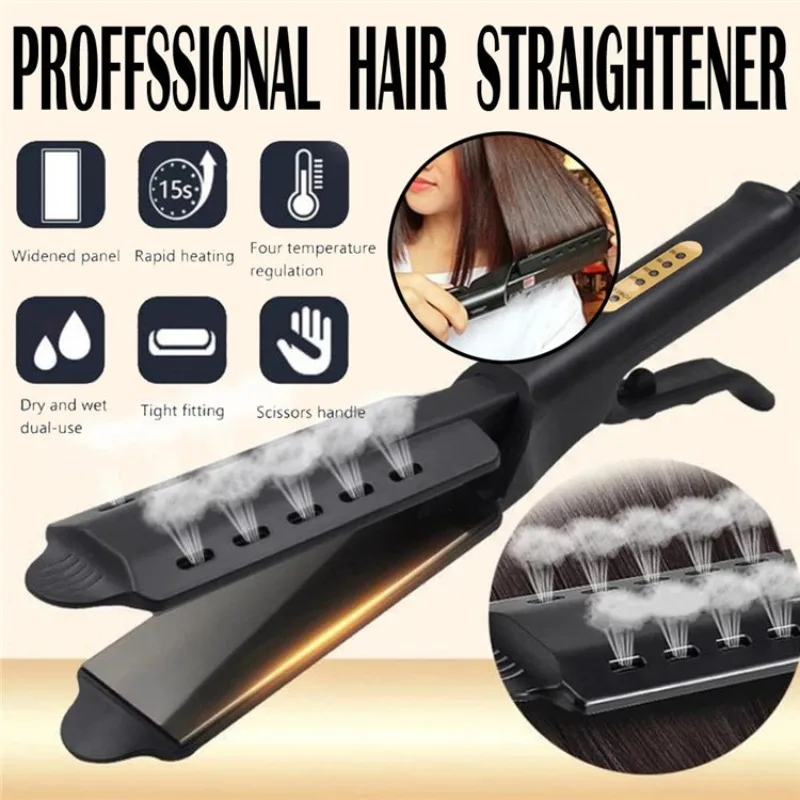 

Hair Straightener Four-gear Temperature Adjustment Ceramic Tourmaline Ionic Flat Iron Hair Straightener For Women Widen Panel