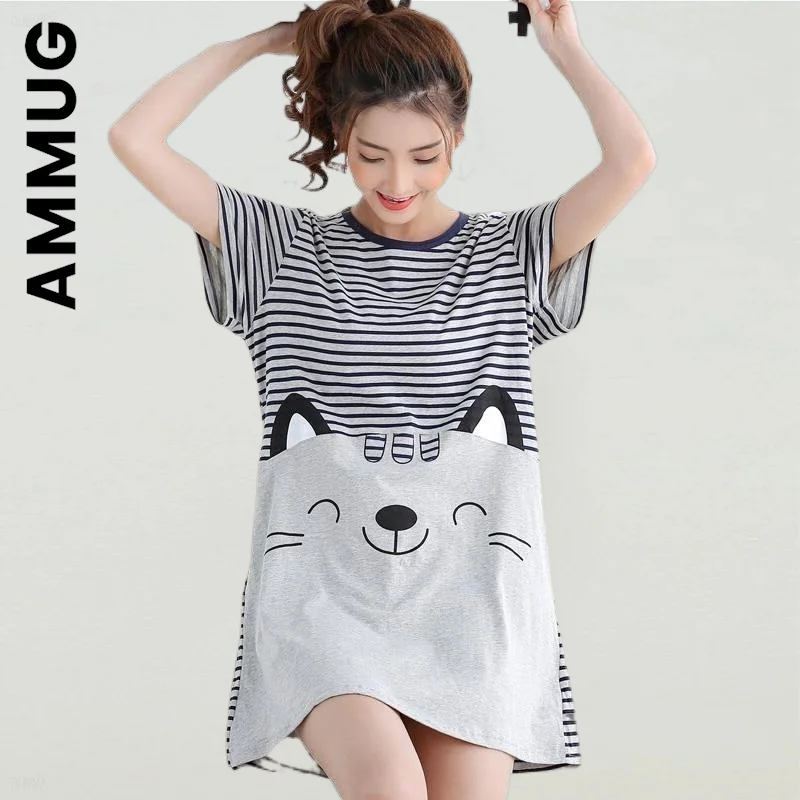 

Ammug Women Fashion Pajamas Knitted Cotton Short Sleeve Soft Loose Sweet Pajamas Women Simple Clothes Home Suit Female