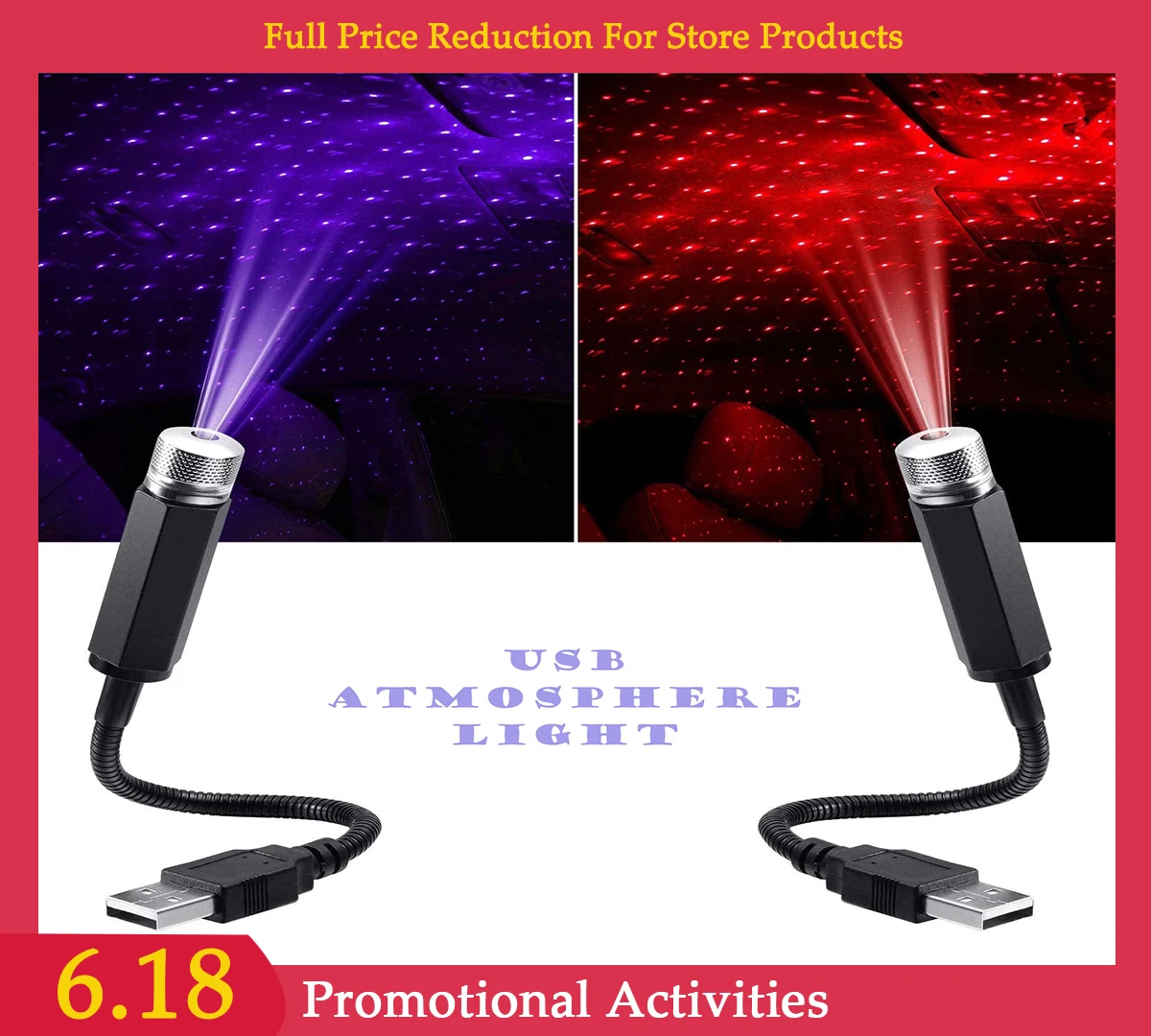 Romantic LED Starry Sky Night Light 5V USB Powered Galaxy Star Projector Lamp for Car Roof Room Ceiling Decor Plug and Play