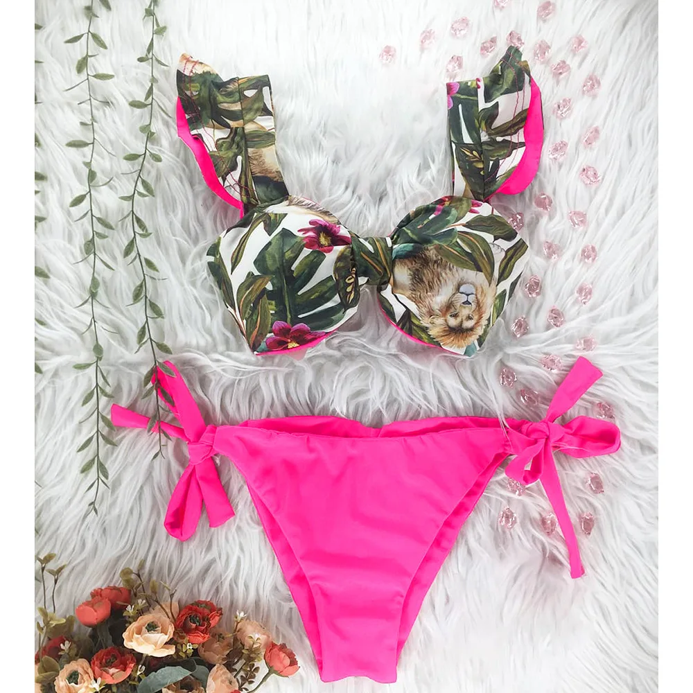 

Женский раздельный купальник на бретельках, бикини в европейском и американском стиле, новинка 2022, бикини со шнуровкой и низкой талией