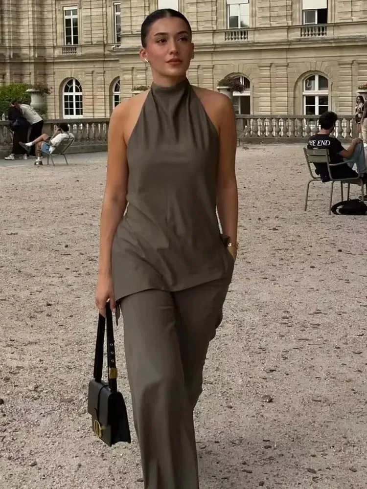 ZBZA Женский Винтажный Асимметричный Плиссированный Топ С Бретелькой На ...