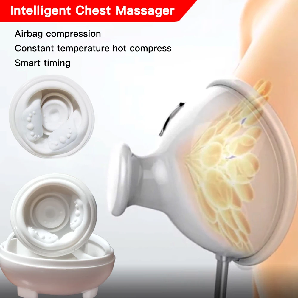 Electric Breast Massager Airbag Compress Breast Enlargement Pump Heating Therapy Anti-Sagging Chest Lifting Suck Nipple Enlarger