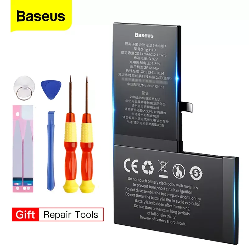 

NEW2023 Baseus Phone Battery For iPhone X Xs Max Xr Original High Capacity Bateria Replacement Batterie with Tools For iPhone Xs