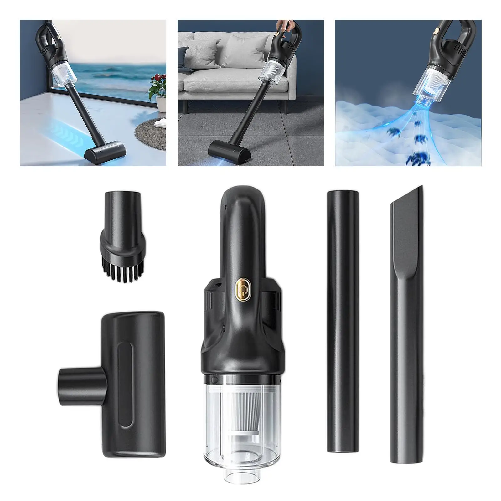 Автомобильный домашний ручной пылесос моющийся многоразовый фильтр 50 кПа