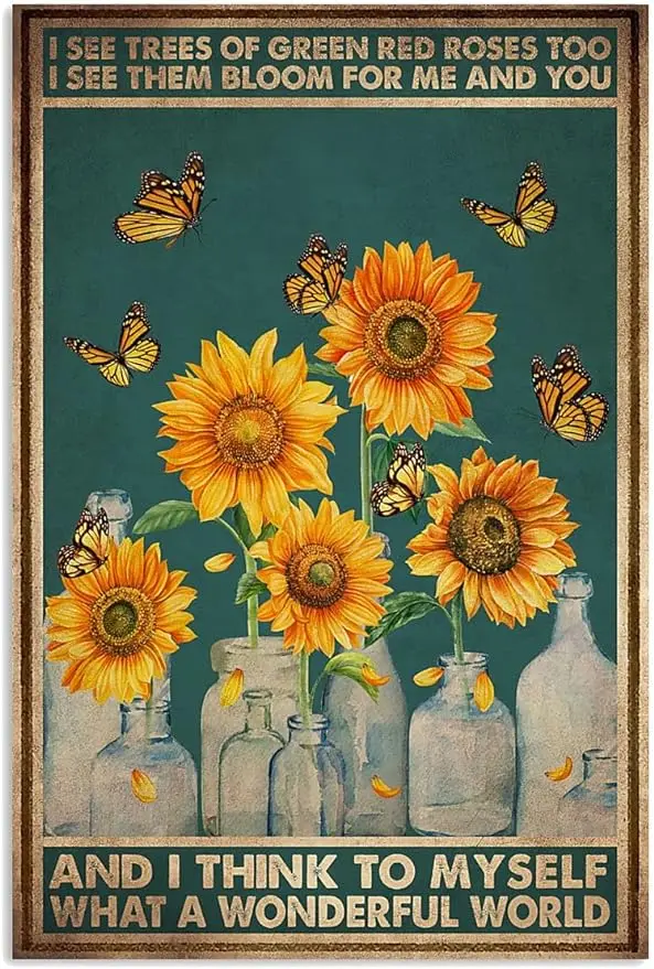 

QKIODS замечательный мир Подсолнух винтажный Алюминиевый металлический жестяной знак для дома кофе 8x12 дюймов металлическая пластина