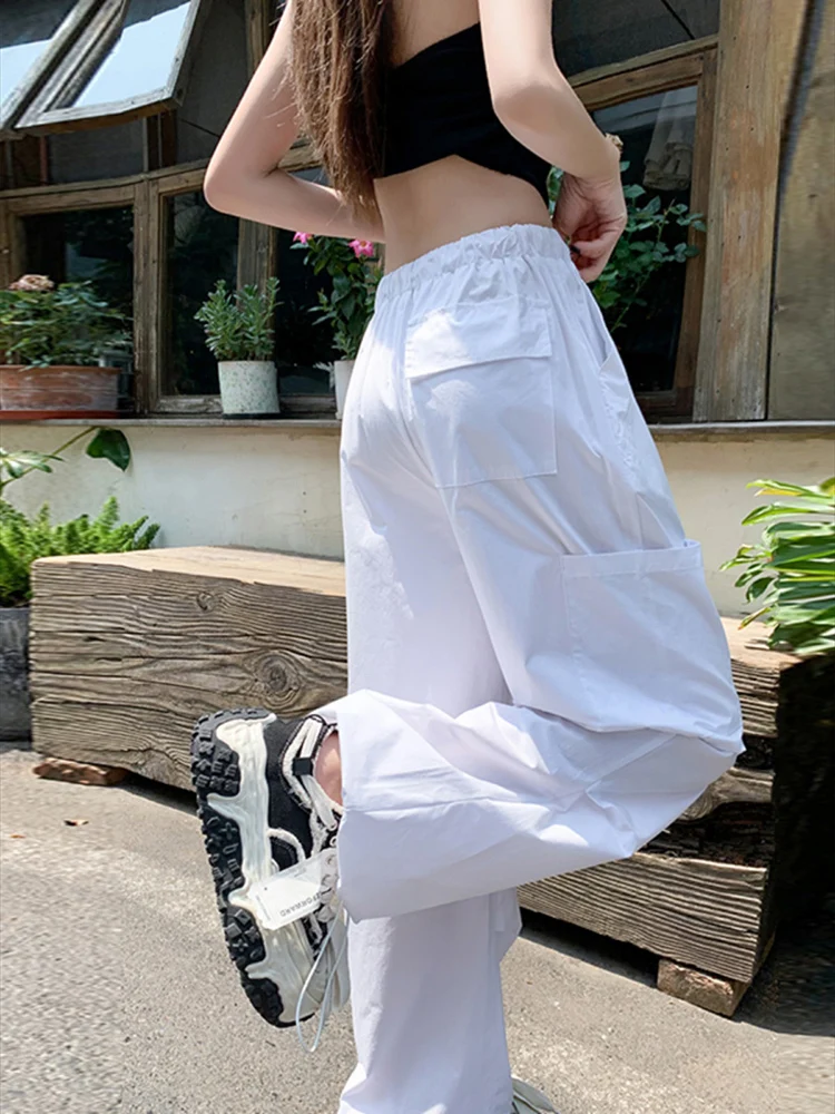 Y2K одежда свободные спортивные брюки большого размера на завязках с высокой