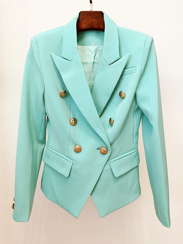 

Women's Buttons Double Breasted Slim Fitting Blazer Mint