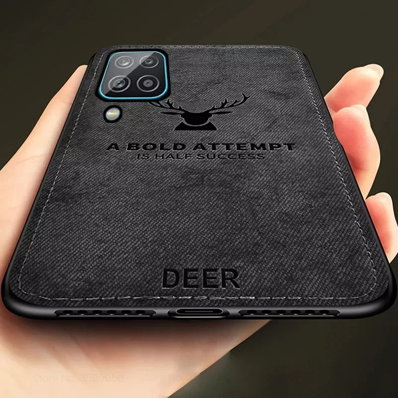 

3D Deer Pattern Cloth Fabric Back Cover On For Samsung Galaxy A12 A22 A22s A32 A42 A52 A52s A72 Case Soft Frame Shockproof Coque