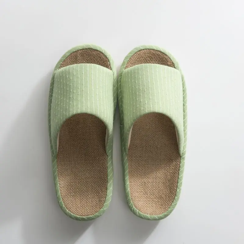 Linen Cotton Slippers Female Four Seasons Home Indoor Cute Couple Autumn Thick Bottom Outdoor Wear Comfortable Slippers Male