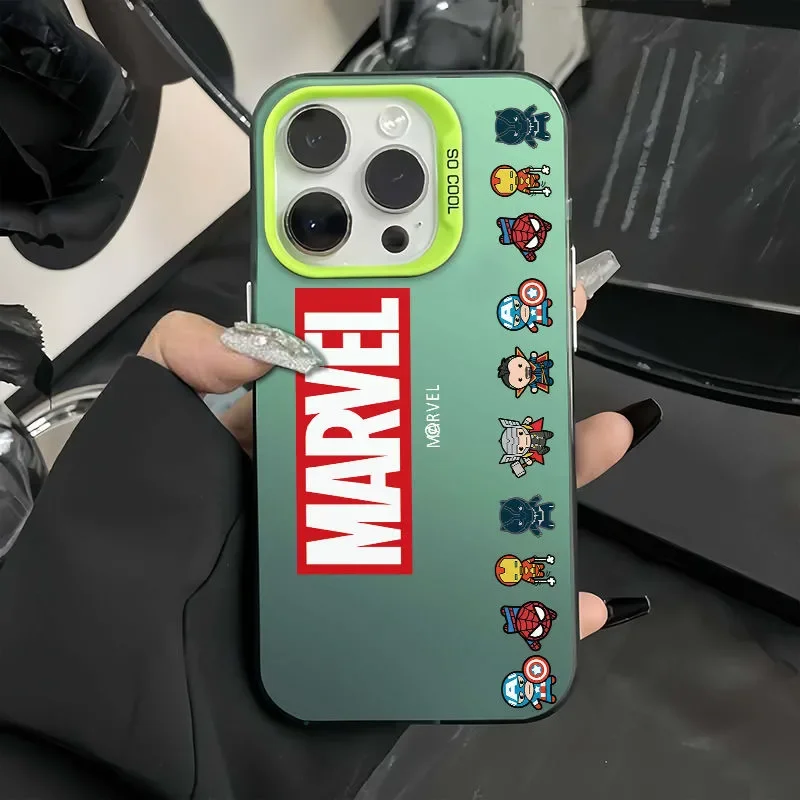 Фото Полноэкранный чехол для телефона Marvel Spider Man Heroes с героями мультфильмов для iPhone 16, 15, 14, 13, 12, 11 PRO MAX XS MAX XR 7 8 Plus MINI Y2K Cover №5