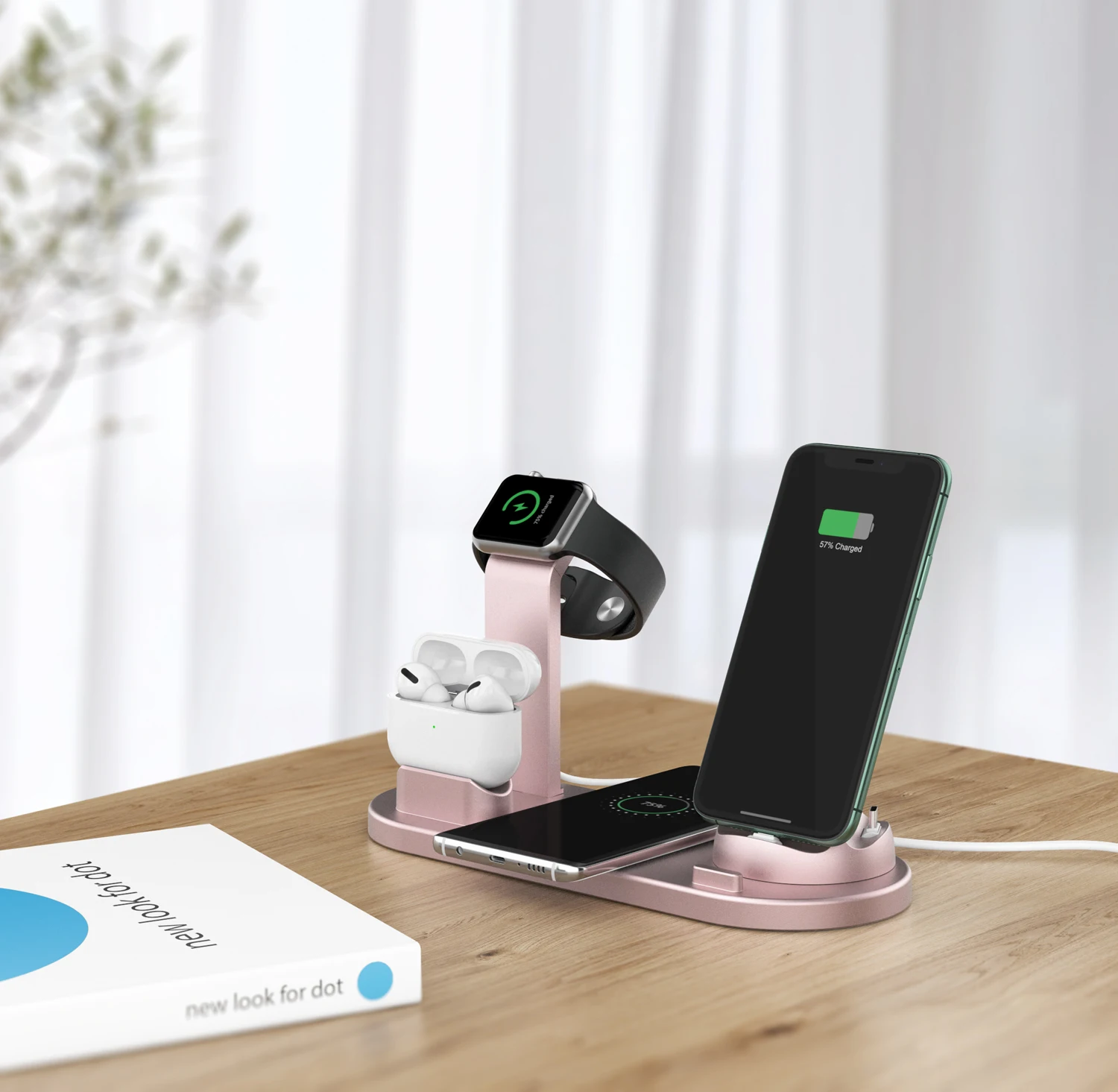 4 in 1 usb c magsaf quick wireless charger adapter docking station stand for apple watch smartphone iphone 8 x 11 12 13 earpod free global shipping