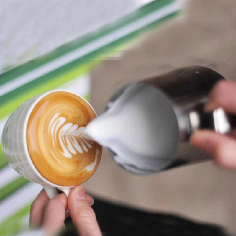 

Milk Jug 350Ml Stainless Steel Frothing Pitcher Pull Flower Cup Coffee Milk Frother Latte Art Milk Foam Tool Coffeeware
