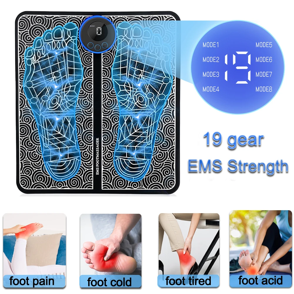 EMS Foot Massager Pad Portable Foldable Massage Mat Pulse Muscle Stimulation Improve Blood Circulation Relief Pain Relax Feet |