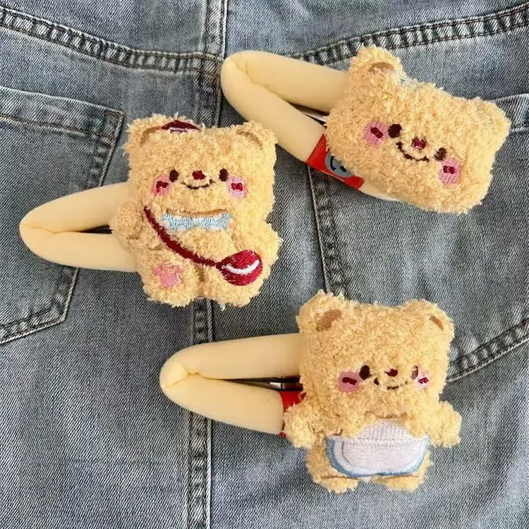 Симпатичная зажим для волос в виде мультяшного мишки тедди пушистая осенняя и