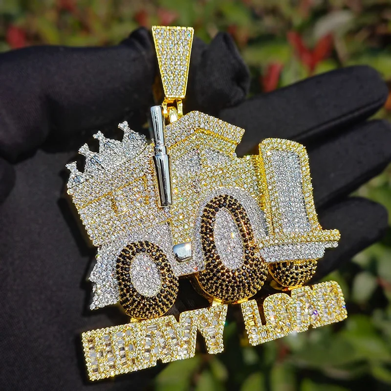 Хип-хоп 3A+ CZ Stone Paved Bling Iced Out Heavy Load Truck Car Подвеска Ожерелье для мужчин Клубный рэпер