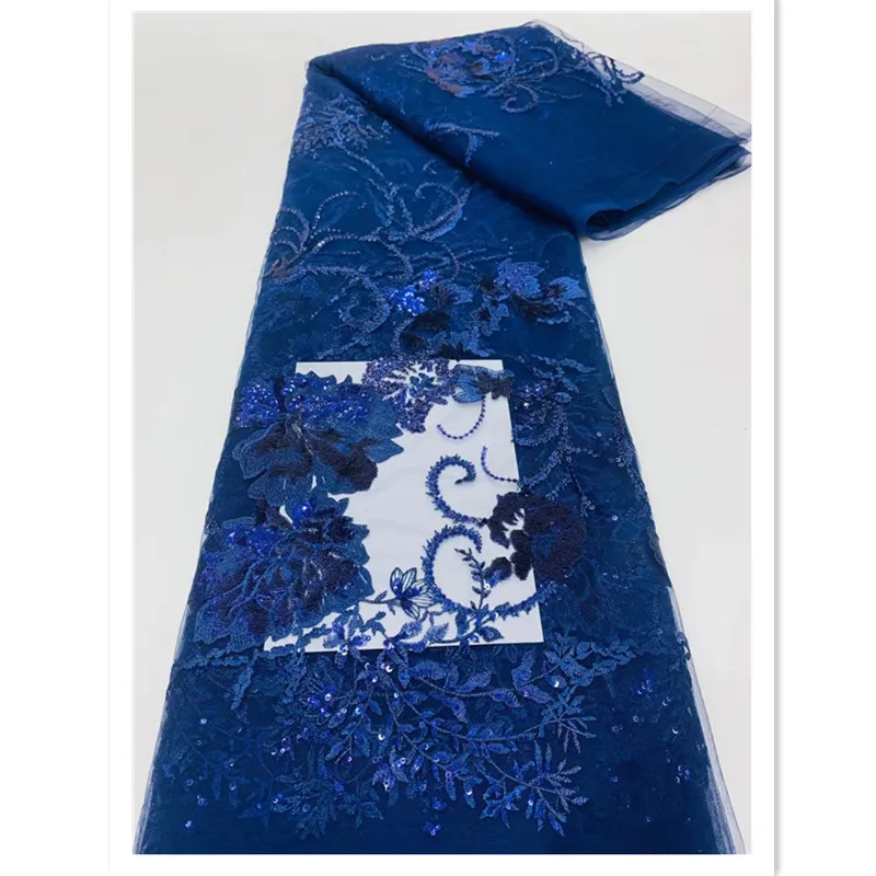 

Beautiful net tulle lace fabric 2022 the latest 5yards african sequins mesh lace for lady party dress XL4214