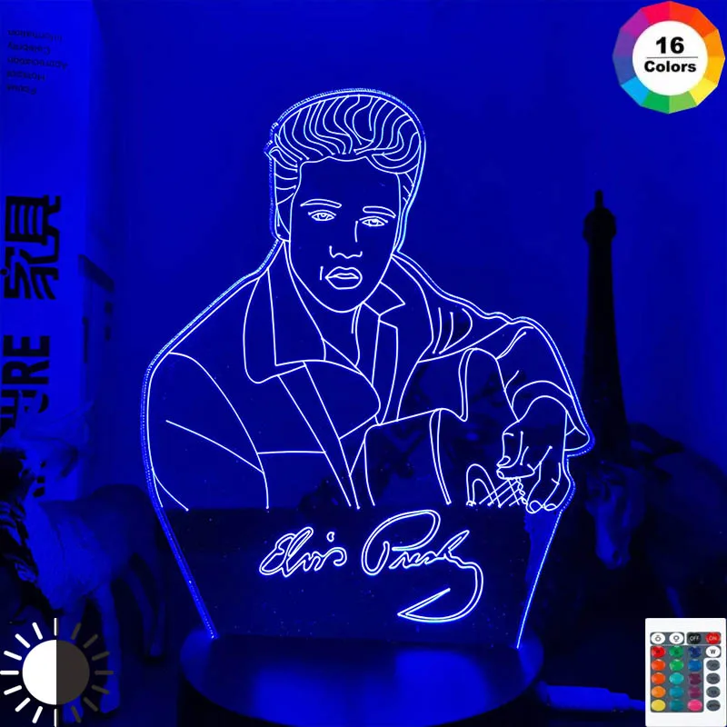 Night Light Led 16color Changing 3d Nightlight The Hillbilly Cat King Of The Western Pop Bedroom Lamp