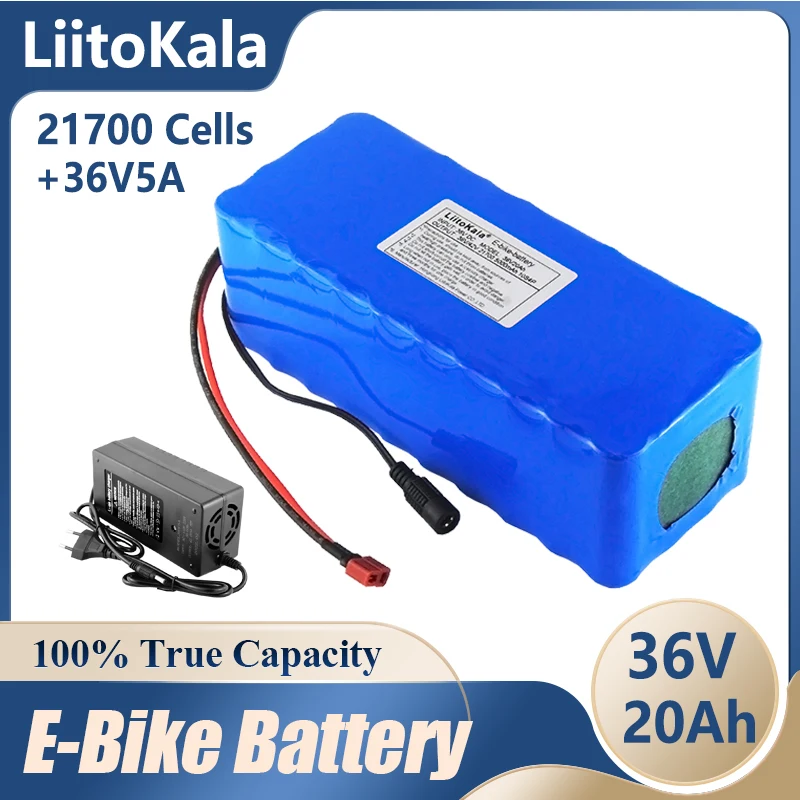 

LiitoKala 36V 20Ah battery 21700 5000mah 10S4P battery pack 1000W high power battery 42V 15000mAh Ebike electric bicycle 30A BMS
