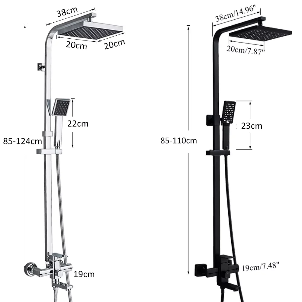 

Chrome Black Shower Faucet Rainfall Shower Sinlge Handle Shower Faucet Kit HandHeld Spray Rotate Spout Bath Shower Mixer