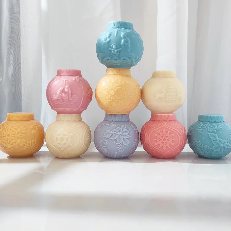 

Christmas Candle Mold Silicone Mold Spherical Lantern DIY Soft Candle Making Mould Form Handmade Silikon For Gypsum Plaster Tool